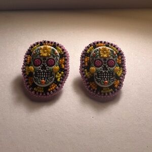 Halloween Native American beaded clip earings